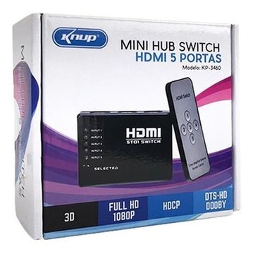 Mini Hub Switch HDMI 5 portas Knup KP-3460