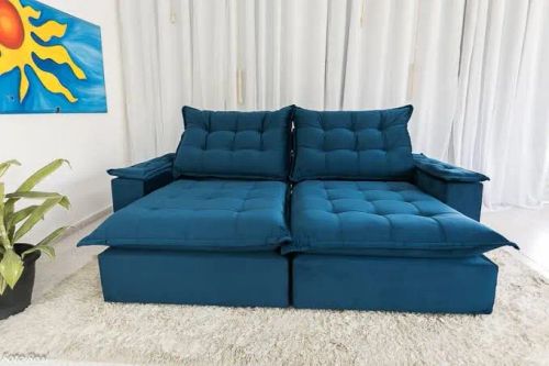 Sofá Retrátil Azul