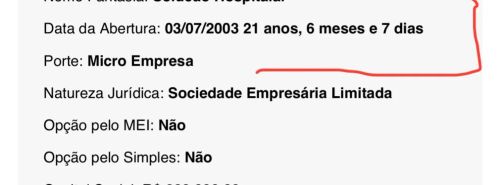 empresa c CNPJ d 2003, c as declarações Receita Federal em dias