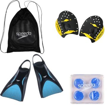 Kit completo Speedo para natação pe de pato palmar mochila protetor de ouvido novo