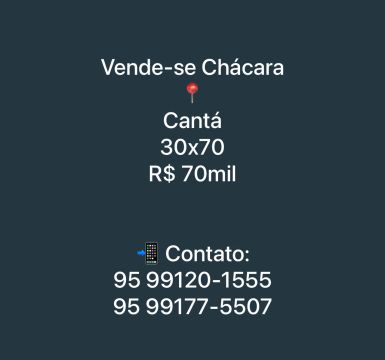 Chácara em Cantá - 30x70 - R$ 70 mil