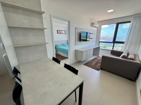 APARTAMENTO NO PINA PARA LOCAÇÃO COM 01 QUARTO SEPARADO TODO MOBILIADO ANDAR ALTO VISTA LI