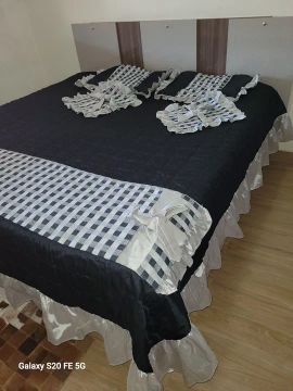 Jogo de Cama Queen - preto com Xadrez