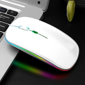 Mouse Sem Fio RGB Iluminado - Preto
