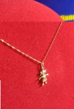 Conjunto Gargantilha 0.80 Grama 45 Cm Fio 0.50 mm  e Pingente Menina 0.80 Grama 16 mm     
