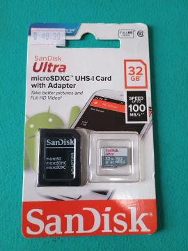 Cartão de Memória SanDisk Ultra microSDXC 32GB UHS-I com Adaptador