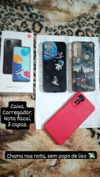 Redmi Note 11 - Caixa, Carregador, Nota Fiscal e 3 Capas