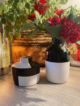 Par de Vasos Tok Stok Decorativos Preto e Branco