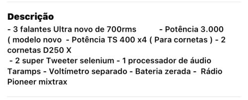 SOM AUTOMOTIVO COMPLETO NOVO POUCO TENPO DE USO 