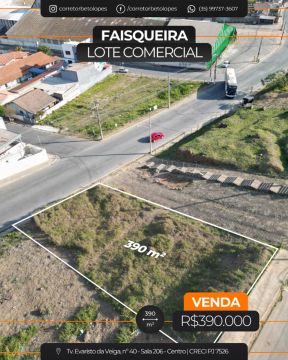Lote comercial em frente a Adubos Real no Faisqueira | 390 m²