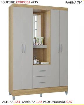 Guarda-Roupa 4 Portas Córdoba - Amadeirado