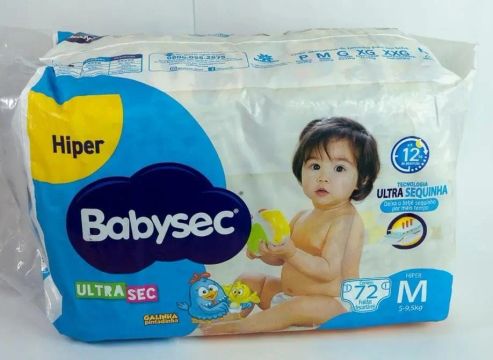 Fraldas Babysec Hiper Ultra Sec M - Pacote com 72 unidades