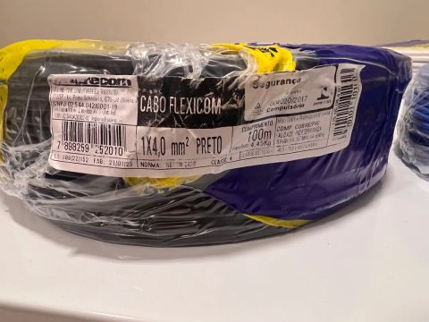 Cabo Flexível 1x4,0mm² Preto 100m
