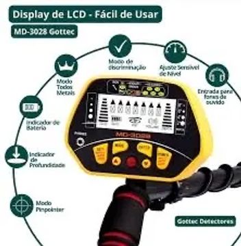 Detector de Metais MD-3028 Gottec - Fácil de Usar