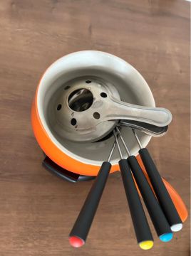 Panela de Fondue de cerâmica com 4 Garfos