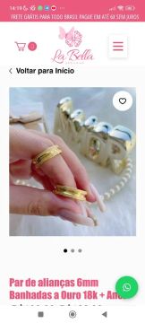 Par de Alianças 6mm Banhadas a Ouro 18k