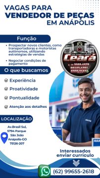 [ANÁPOLIS AV. BRASIL] Representante Comercial - Início Imediato