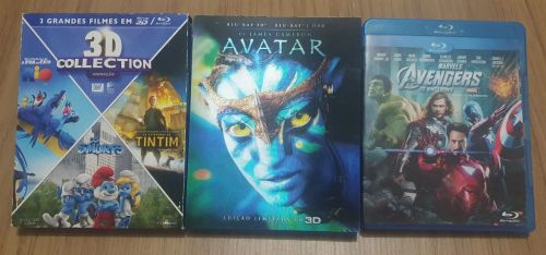 3 DVDs Blu-ray 3D - Avatar, Os Vingadores e Smurfs