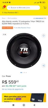 Alto falante de 12 Triton Tr620 novo na caixa.