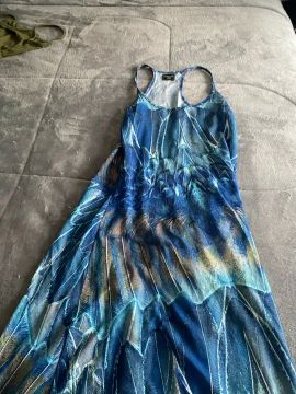 Vestido Longo Azul Floral