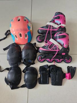 Kit Patins Infantil + Proteção Completo
