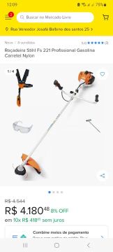 Roçadeira Stihl FS 221 Profissional Gasolina Carretel Nylon