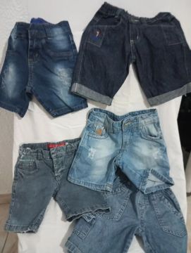 Shorts jeans infantis - 4 peças ,calça , jardineira,4 peça por 80