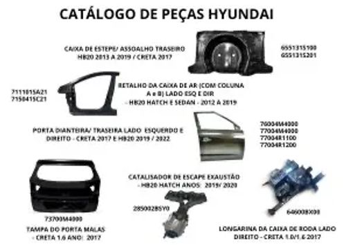 Peças Hyundai /Tampa do Creta / Porta do hb 20  /  Creta /Caixa de Roda do Creta