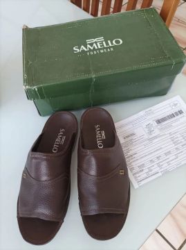 Sandálias Masculinas Couro Marrom Samello