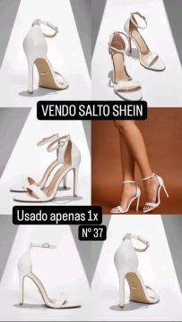 Sandália branca salto alto Shein