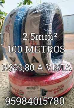 Fio 2.5mm² com 100 metros de comprimento apenas R$99,80