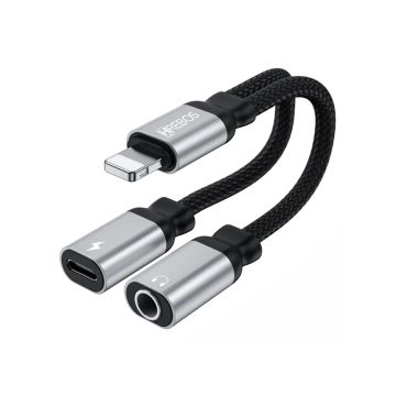 Adaptador de Fone de Ouvido iPhone para Áudio P2 3.5mm (Música) + iPhone (Carregamento) 