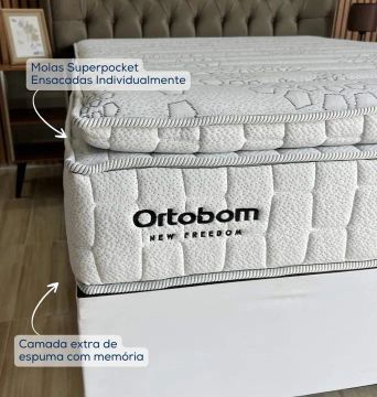 COLCHÃO CASAL 5 ANOS ORTOBOM MOLAS ENSACADAS 32Cm Espuma da Nasa 