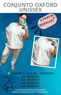 Conjunto Oxford Unissex - Branco - A partir de R$100,00