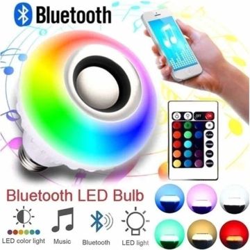 Lâmpada Led Caixa De Som Bluetooth Com Controle Music Bulb 12w
