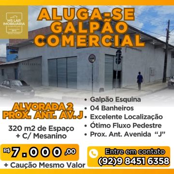 ALUGA-SE GALPÃO COM. 320 M2 COM MESANINO ALVORADA ll