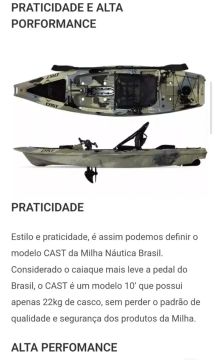 Caiaque Milha Náutica Cast 10'  com motor elétrico e suporte ja tudo instalado  . Okm 