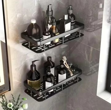 KIT 2 Prateleira Organizador De Parede Aluminio Suporte De Banheiro Adesivo Sem Furos