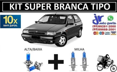 Kit de Lâmpadas Super Branca Fiat Tipo 8500K Efeito Xênon 