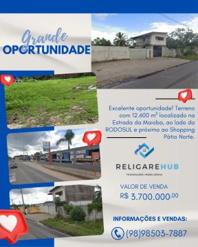 Imóvel para venda tem 12600 metros quadrados em Maioba - Paço do Lumiar - MA