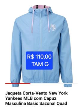 Jaqueta Corta-Vento New York Yankees MLB com capuz ORIGINAL