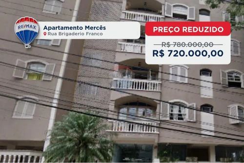 Apartamento com 3 quartos e 2 vagas de garagem no bairro Mercês, em Curitiba/PR, por R$ 72