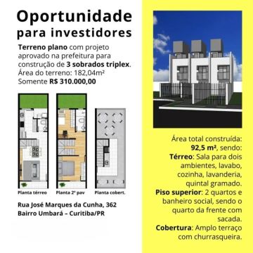 Terreno à venda, 182 m² por R$ 310.000 - Umbará - Curitiba/PR