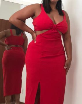 Vestido vermelho tam GG midi