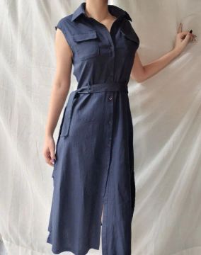 Vestido alfaiataria linho com algodão.