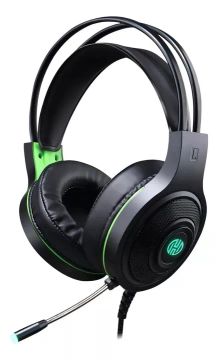 Headset Gamer Hoopson, USB, PC/PS4/XBOX, LED Verde, Drivers de 40mm, Black, F-101-VD