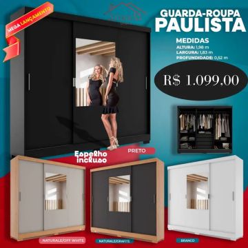 guarda roupa casal paulista , Entrega  em 3 dias 