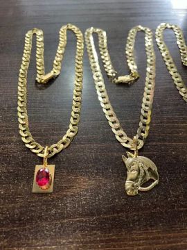 Cordão e Pulseira de Moeda Antiga e Anéis 