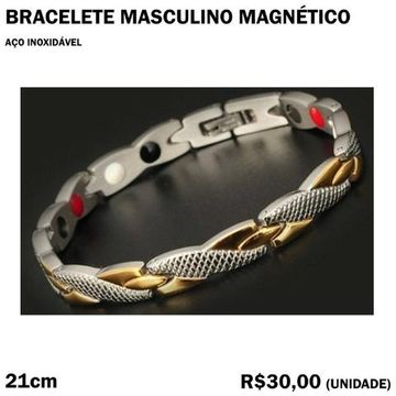 Bracelete Masculino Aço Inoxidável (Prateado e Dourado)