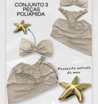 Conjunto de Biquíni 3 peças Bege